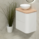 *Clearance* Tura Smooth Ensuite 600mm Curved Wall Hung Vanity Cabinet, Matte White