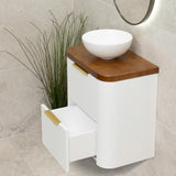 *Clearance* Tura Smooth Ensuite 600mm Curved Wall Hung Vanity Cabinet, Matte White