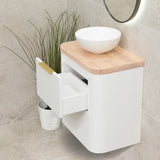 *Clearance* Tura Smooth Ensuite 600mm Curved Wall Hung Vanity Cabinet, Matte White