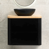 *Clearance* Tura Smooth Ensuite 750mm Curved Wall Hung Vanity Cabinet, Matte Black