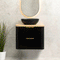 Tura Smooth Ensuite 750mm Curved Wall Hung Vanity Cabinet, Matte Black