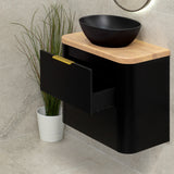 *Clearance* Tura Smooth Ensuite 750mm Curved Wall Hung Vanity Cabinet, Matte Black