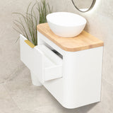 *Clearance* Tura Smooth Ensuite 750mm Curved Wall Hung Vanity Cabinet, Matte White