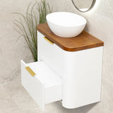 *Clearance* Tura Smooth Ensuite 750mm Curved Wall Hung Vanity Cabinet, Matte White