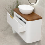 *Clearance* Tura Smooth Ensuite 900mm Curved Wall Hung Vanity Cabinet, Matte White