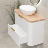 *Clearance* Tura Smooth Ensuite 900mm Curved Wall Hung Vanity Cabinet, Matte White