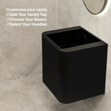 *Clearance* Tura Groove 600mm Curved Wall Hung Vanity Cabinet, Matte Black