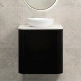 *Clearance* Tura Groove 600mm Curved Wall Hung Vanity Cabinet, Matte Black