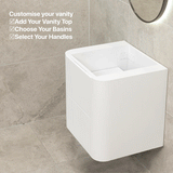 *Clearance* Tura Groove 600mm Curved Wall Hung Vanity Cabinet, Matte White