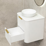 *Clearance* Tura Groove 600mm Curved Wall Hung Vanity Cabinet, Matte White