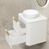 *Clearance* Tura Groove 600mm Curved Wall Hung Vanity Cabinet, Matte White