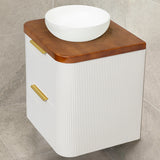 *Clearance* Tura Groove 600mm Curved Wall Hung Vanity Cabinet, Matte White