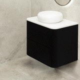 *Clearance* Tura Groove 750mm Curved Wall Hung Vanity Cabinet, Matte Black