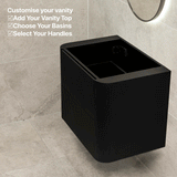 *Clearance* Tura Groove 750mm Curved Wall Hung Vanity Cabinet, Matte Black