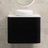 *Clearance* Tura Groove 750mm Curved Wall Hung Vanity Cabinet, Matte Black
