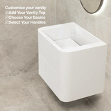 *Clearance* Tura Groove 750mm Curved Wall Hung Vanity Cabinet, Matte White