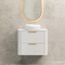 Tura Groove 750mm Curved Wall Hung Vanity Cabinet, Matte White