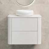 *Clearance* Tura Groove 750mm Curved Wall Hung Vanity Cabinet, Matte White