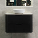 *Clearance* Tura Groove 900mm Curved Wall Hung Vanity Cabinet, Matte Black