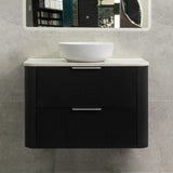 *Clearance* Tura Groove 900mm Curved Wall Hung Vanity Cabinet, Matte Black