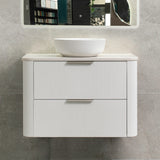 *Clearance* Tura Groove 900mm Curved Wall Hung Vanity Cabinet, Matte White