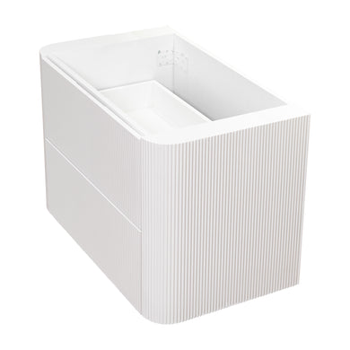 *Clearance* Tura Groove 900mm Curved Wall Hung Vanity Cabinet, Matte White