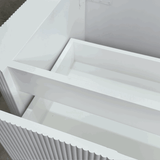 *Clearance* Tura Groove 900mm Curved Wall Hung Vanity Cabinet, Matte White