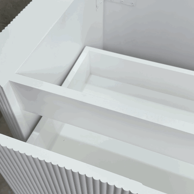 *Clearance* Tura Groove 900mm Curved Wall Hung Vanity Cabinet, Matte White