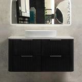 *Clearance* Tura Groove 1200mm Curved Wall Hung Vanity Cabinet, Matte Black