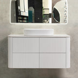 *Clearance* Tura Groove 1200mm Curved Wall Hung Vanity Cabinet, Matte White