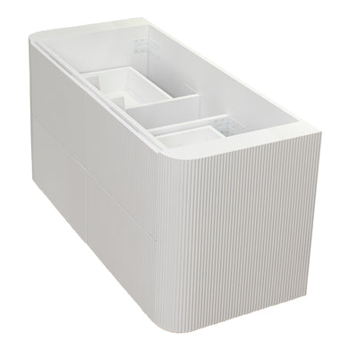 *Clearance* Tura Groove 1200mm Curved Wall Hung Vanity Cabinet, Matte White