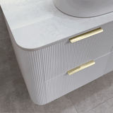 *Clearance* Tura Groove 1200mm Curved Wall Hung Vanity Cabinet, Matte White