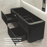 *Clearance* Tura Groove 1500mm Curved Wall Hung Vanity Cabinet, Matte Black
