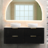 *Clearance* Tura Groove 1500mm Curved Wall Hung Vanity Cabinet, Matte Black