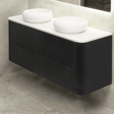 *Clearance* Tura Groove 1500mm Curved Wall Hung Vanity Cabinet, Matte Black