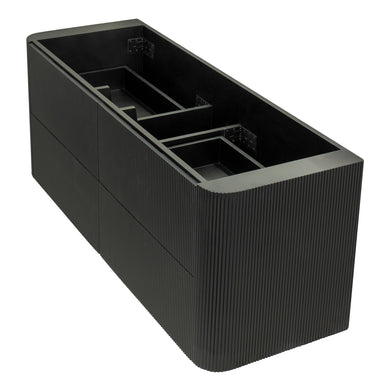 *Clearance* Tura Groove 1500mm Curved Wall Hung Vanity Cabinet, Matte Black