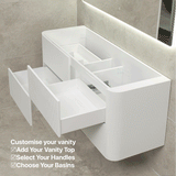 *Clearance* Tura Groove 1500mm Curved Wall Hung Vanity Cabinet, Matte White