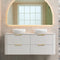 Tura Groove 1500mm Curved Wall Hung Vanity Cabinet, Matte White