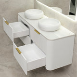 *Clearance* Tura Groove 1500mm Curved Wall Hung Vanity Cabinet, Matte White