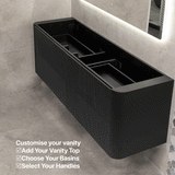 *Clearance* Tura Groove 1800mm Curved Wall Hung Vanity Cabinet, Matte Black