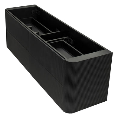 *Clearance* Tura Groove 1800mm Curved Wall Hung Vanity Cabinet, Matte Black