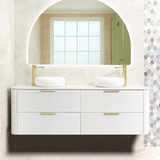 *Clearance* Tura Groove 1800mm Curved Wall Hung Vanity Cabinet, Matte White