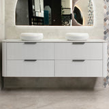 *Clearance* Tura Groove 1800mm Curved Wall Hung Vanity Cabinet, Matte White
