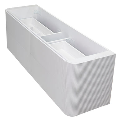 *Clearance* Tura Groove 1800mm Curved Wall Hung Vanity Cabinet, Matte White