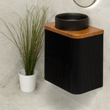 *Clearance* Tura Groove Ensuite 600mm Curved Wall Hung Vanity Cabinet, Matte Black