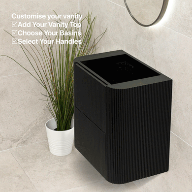 *Clearance* Tura Groove Ensuite 600mm Curved Wall Hung Vanity Cabinet, Matte Black