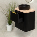 *Clearance* Tura Groove Ensuite 600mm Curved Wall Hung Vanity Cabinet, Matte Black