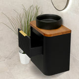 *Clearance* Tura Groove Ensuite 600mm Curved Wall Hung Vanity Cabinet, Matte Black