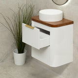 *Clearance* Tura Groove Ensuite 600mm Curved Wall Hung Vanity Cabinet, Matte White