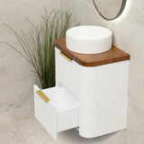 *Clearance* Tura Groove Ensuite 600mm Curved Wall Hung Vanity Cabinet, Matte White